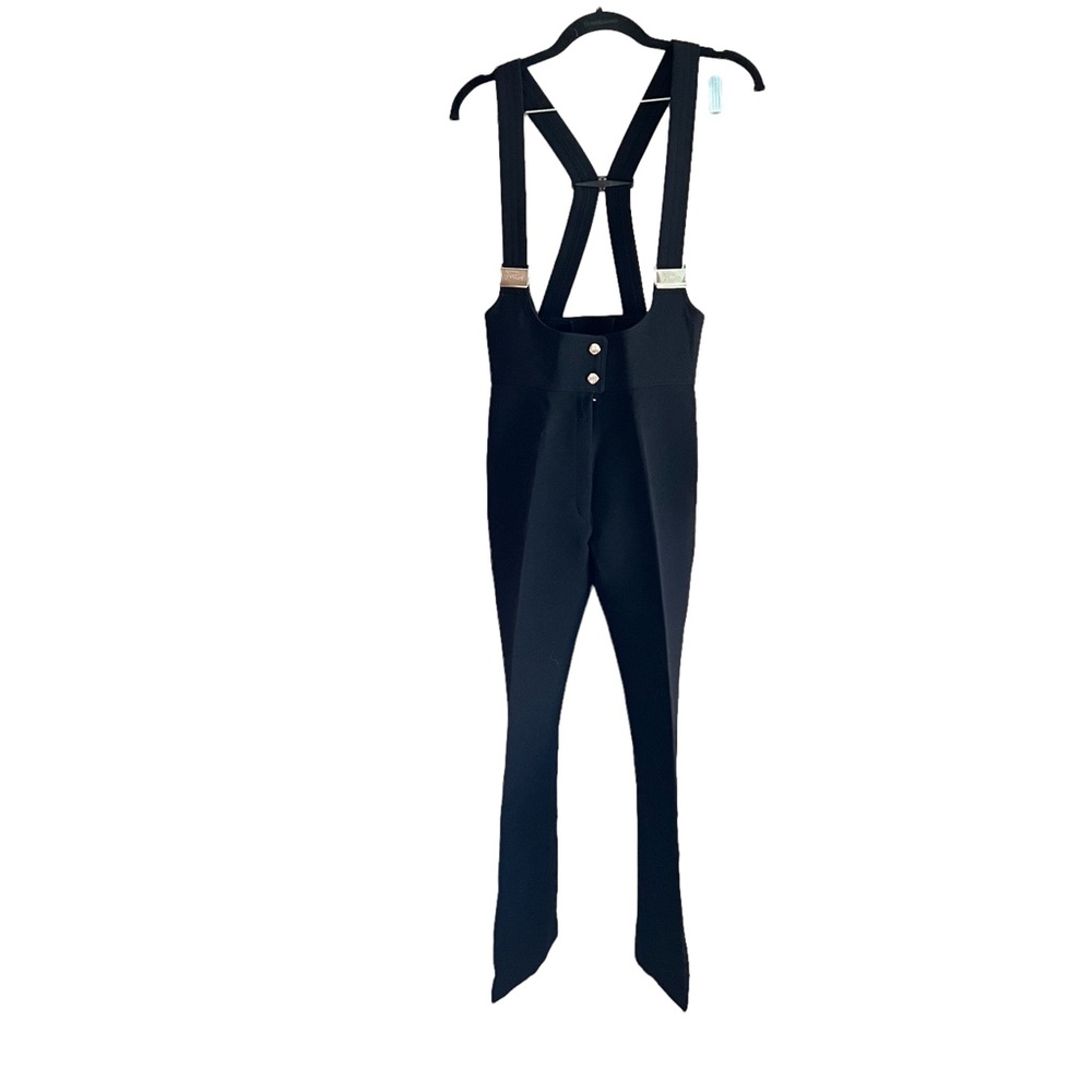 FELLER HOSEN BIB OVERALLS SKI NORDIC SNOW PANTS BLACK WOOL BLEND WOMENS 6 LONG